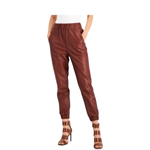 INC International Concepts Brown Track Pants with Elastic Waist - Picture 1 of 5